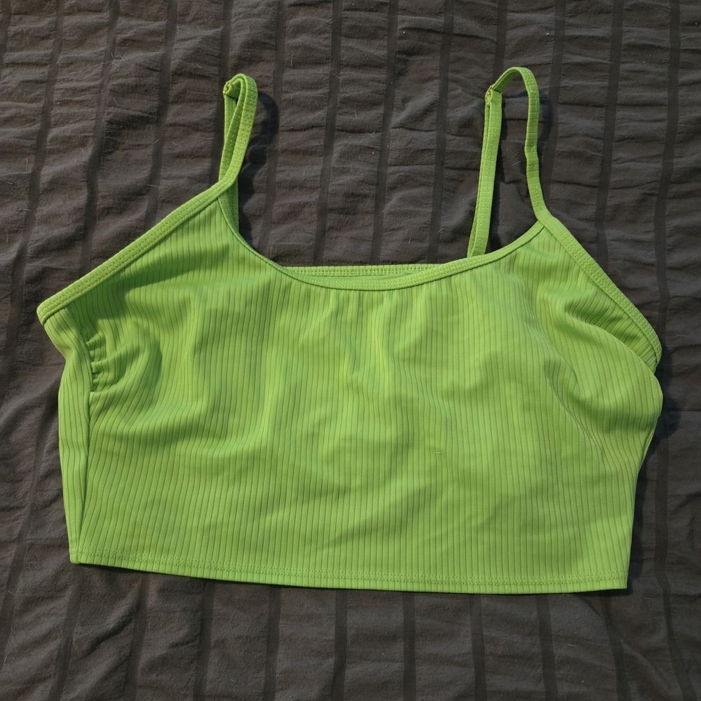 Vibrant Green Ribbed Crop Top